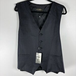 Bill Blass Men's Large Black Silk Jacquard Button Front Formal Menswear Vest NWT